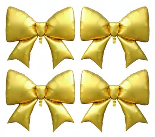 4 Pcs 38 Inch Giant Gold Bow Balloons for 2025 Graduation Party DecorGold BirthdayGolden Bachelorette NightsCorporate CelebrationsHollywoodthemed Events Princess Party Celebration Supplies