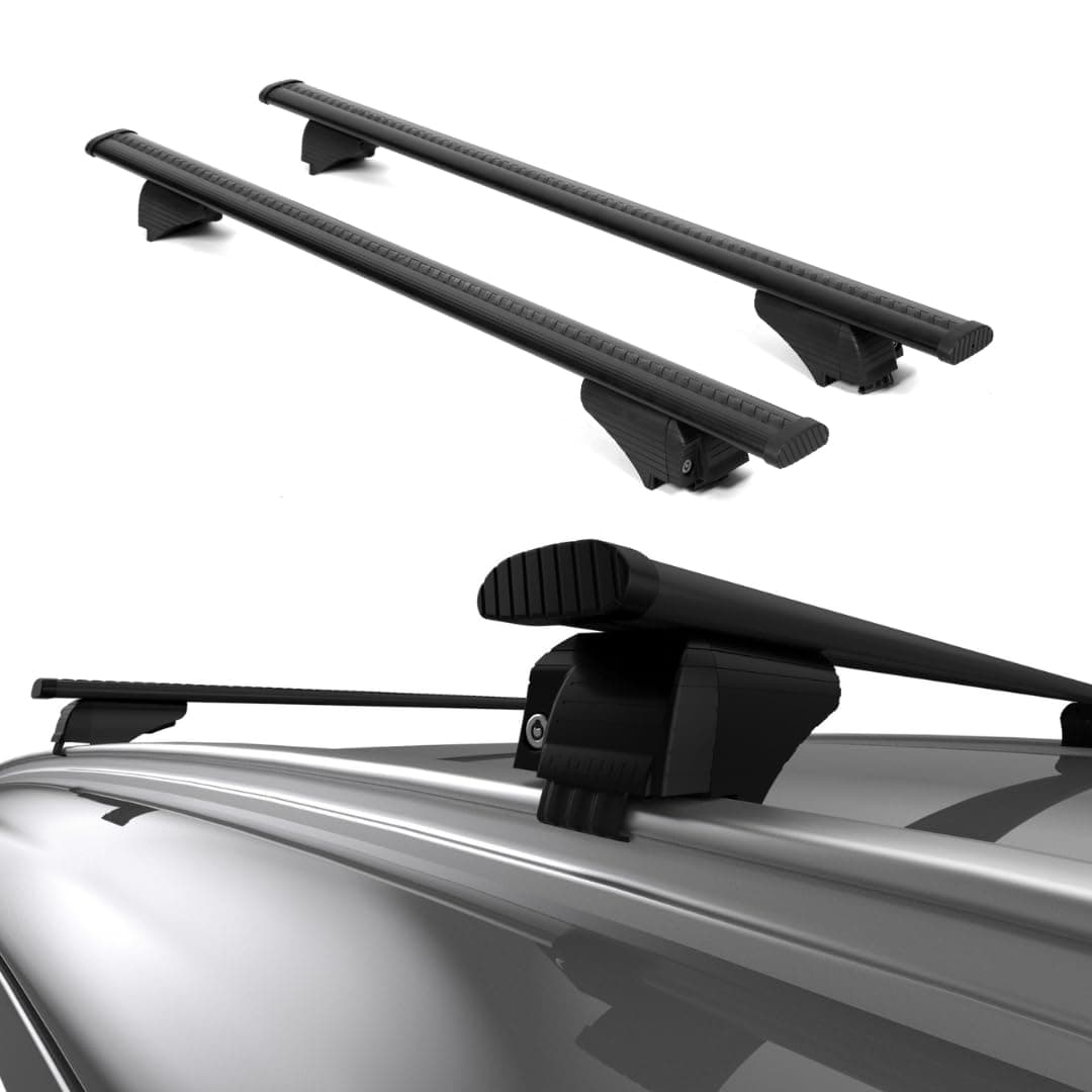 Universal Roof Rack Cross Bars 42 to 56 Crossbars Fits Flush Roof Rail Cars SUVs Adjustable Aluminum Aero Bars for Rooftop Luggage Cargo Carrier Canoe Kayak Bike Size 42 Black