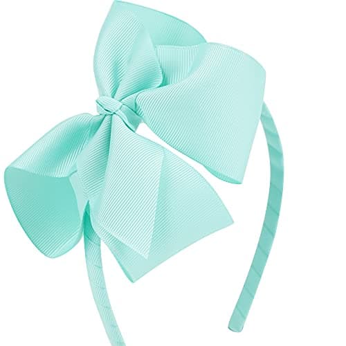 MEEDEE Bow Headband Grosgrain for Girls Teens Aqua Big Bow Fashion Accessories Headbands Hair Bows for Girls Toddler Teens Kids Holiday Dress Decoration Makeup Cosplay Party Headwear Hair Band