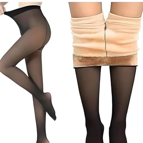 OLSIC Women’s Winter Warm Fleece Lined Transparent Tights | Velvet Thermal Sheer Leggings | Ultra-Stretch High Waist Body Shaping Pantyhose for Cold Weather | Slim Look Warm Stockings