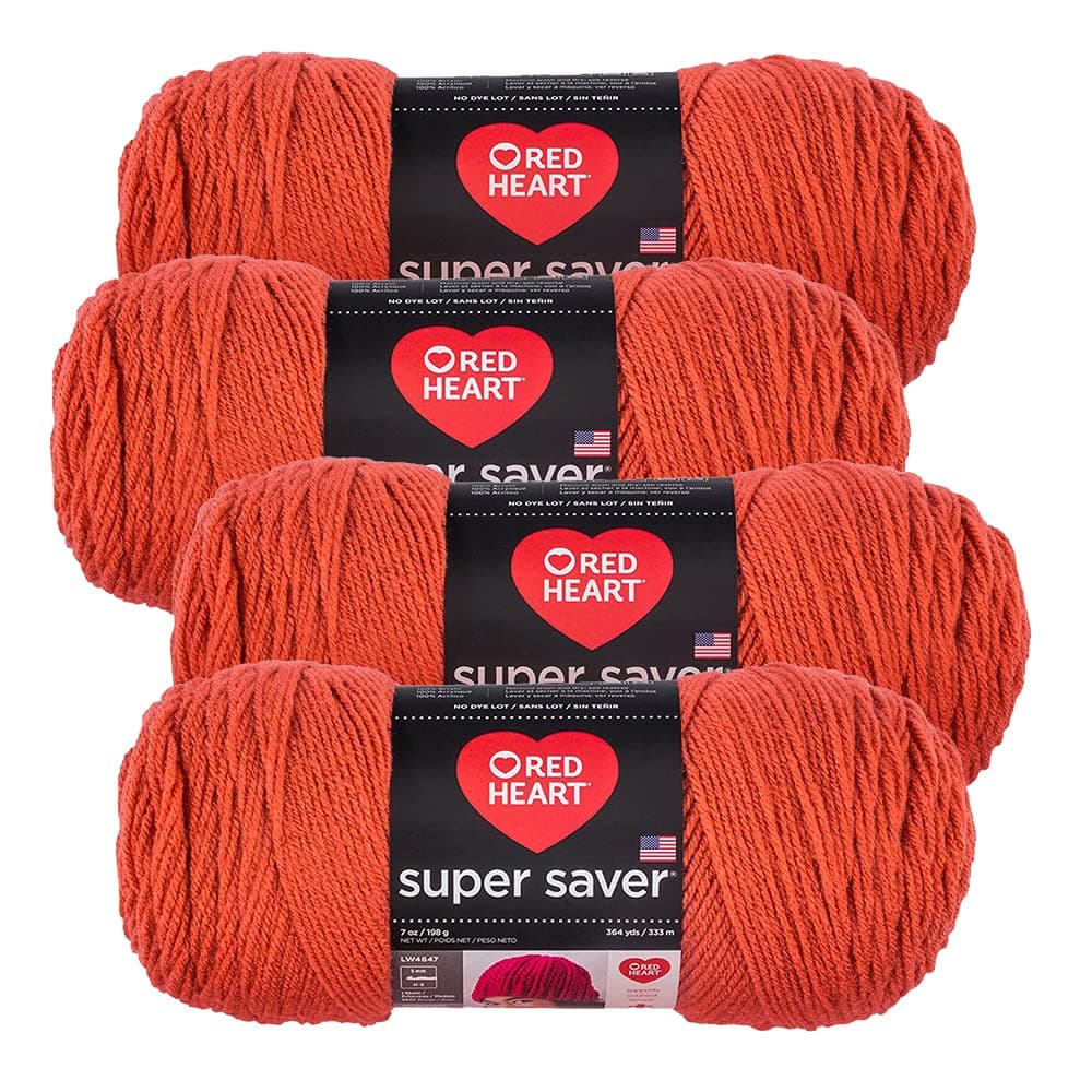 Red Heart Super Saver Yarn 4Pack of 7oz Skeins Coral