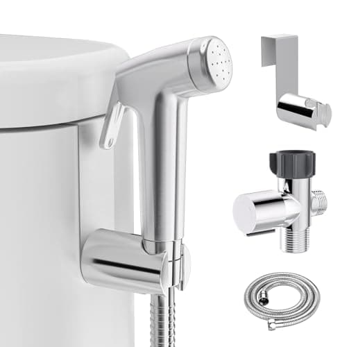 Shineforu Handheld Bidet Sprayer for Toilet Bidet Sprayer Kit with Stainless Steel Hose for Feminine Wash Adjustable Water Pressure Handheld Sprayer for Cloth Diaper Wash Chrome Silver