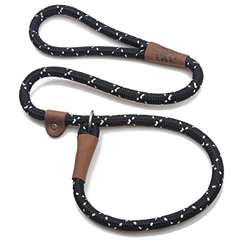 Mendota Pet Slip Leash - Dog Lead and Collar Combo - Made in The USA - Night Viz Black, 1/2 in x 6 ft - for Large Breeds