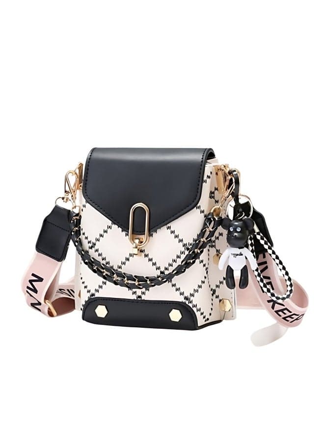 Women's Versatile Plaid Shoulder Bag, Ladies Exquisite Hanging Bucket Bag Crossbody Bag Sling Bag Side Bag Carry Bag, PU Leather Satchel Bag Phone Bag Handbag Clutch Bag for Girls/College Students