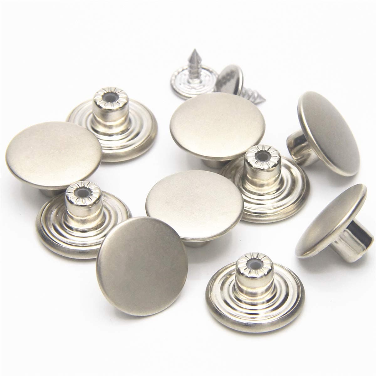 12 Sets Jean Tack Buttons Metal Replacement Kit Matte Silver Silver