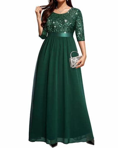 Green Plus Size Dress Emerald Formal Wedding Guest Evening Gowns Holiday Sparkly Mother Christmas Prom Long Dresses 2025