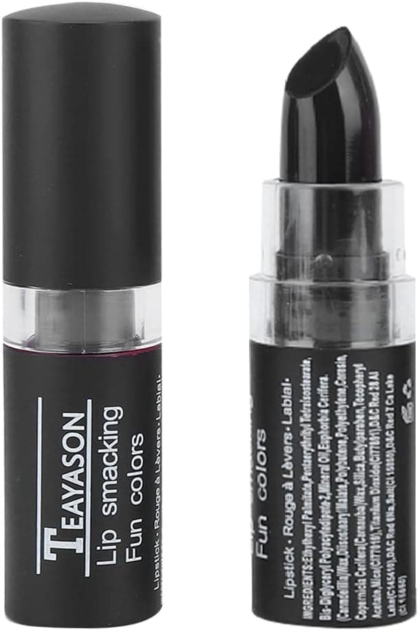 Black Lipstick Women Glaze Cosmetic Tool Long Lasting Lipstick Retro Makeup Halloween Lipgloss Vampire Matte Lipstick for Party Masquerade Cosplay Halloween Makeup 04 Black