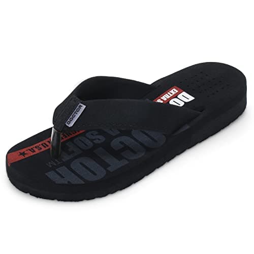 DOCTOR EXTRA SOFT Slipper Care Orthopaedic and Diabetic Super Fitting Comfort Doctor Slipper, Dr. Slipper, Flip-Flop, Slides and House Slipper for Men's D-31-Black-9 UK