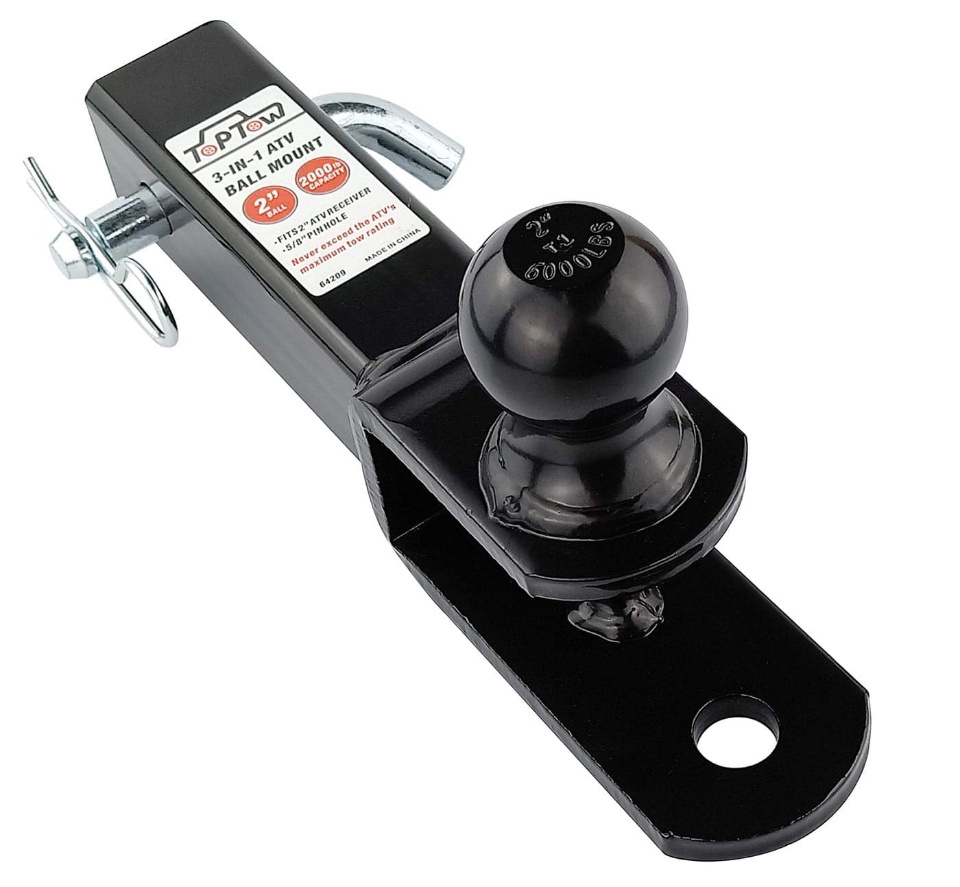 TOPTOW ATVUTV Trailer Hitch Towing Ball Mounts 2Inch Ball Clevis Pin Fits 2Inch Receiver