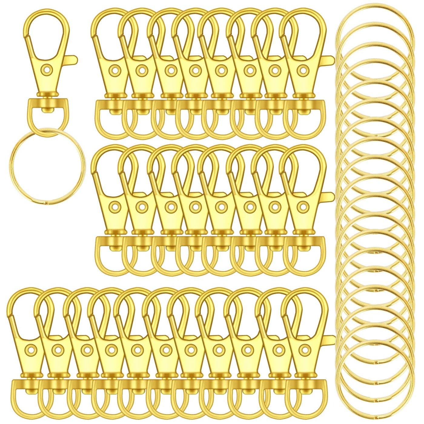 120PCS Premium Swivel Lanyard Snap Hook with Key Rings Metal Keychain Hooks for Jewelry Making Crafts Gold