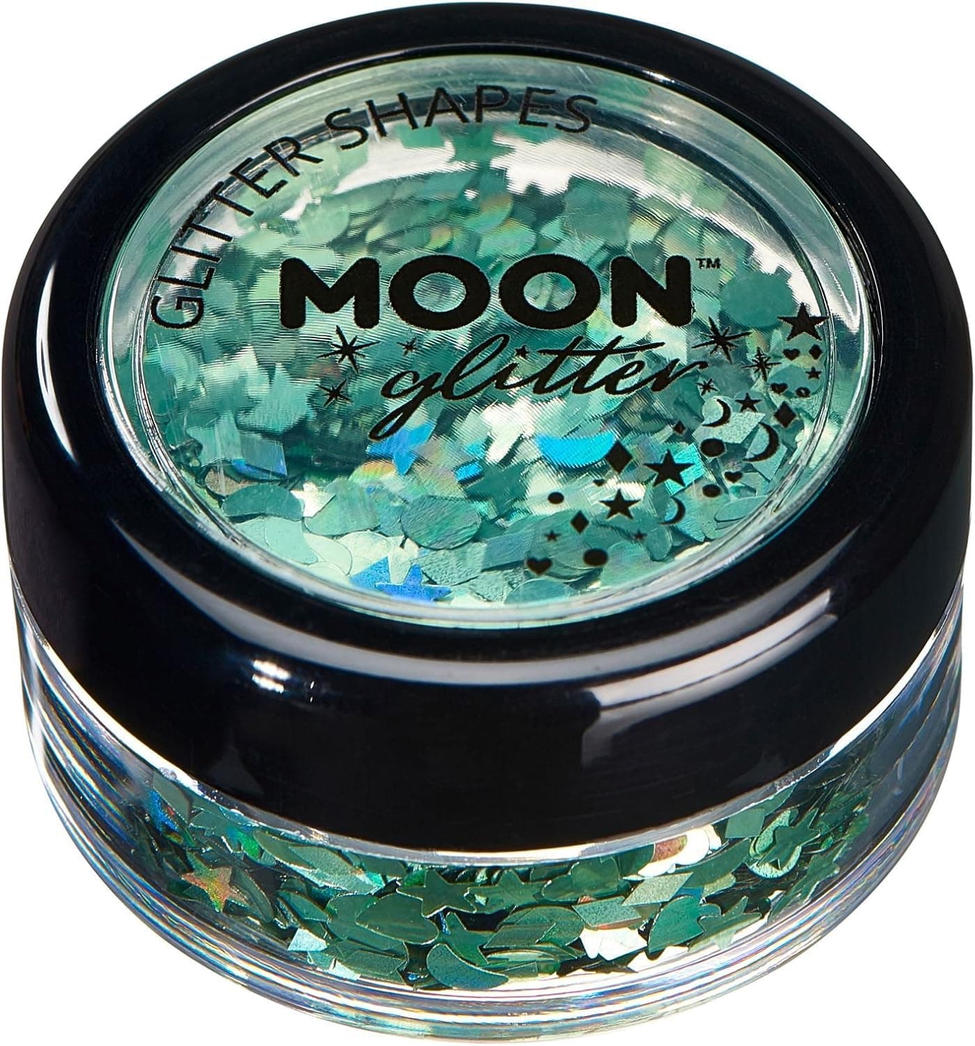 Moon Glitter Holographic Glitter Shapes 100% Cosmetic Glitter for Face, Body, Nails, Hair and Lips - 0.10oz - Green