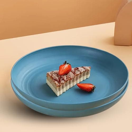 aDai 9" Wheat Straw Round Dinner Plate | Eco-Friendly, Lightweight & Unbreakable | Microwave & Dishwasher Safe Food Dish | Steak Plate, Serving Tray for Kitchen, Restaurant, Parties & Gifting