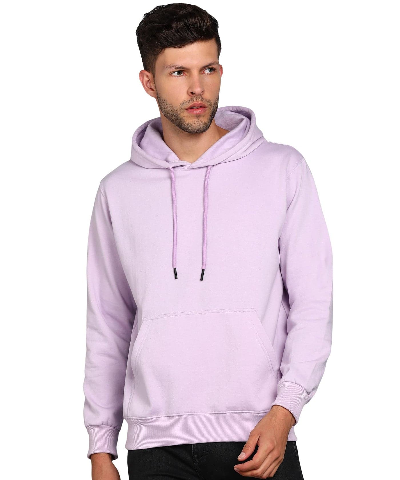 Alan Jones Clothing Men’s Solid Hooded Sweatshirt | Drawstring Hood, Kangaroo Pocket, Ribbed Hem | Regular Fit | Sizes S–5XL | Multiple Colors (Light Purple_2XL)