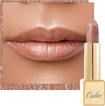 OULAC Metallic Shine Glitter Lipstick Nude High Impact Lipcolor Lightweight Soft and Ultra Hydrating Long Lasting Vegan CrueltyFree FullCoverage Lip Color 43 g015 Sahara Gold10
