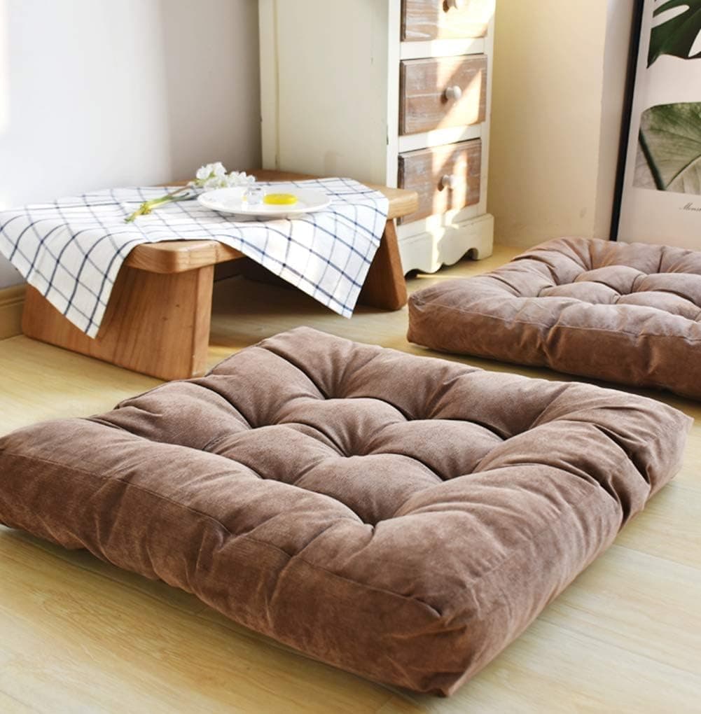 Hundur Store Floor Pillow, Square Meditation Pillow for Seating on Floor Solid Thick Tufted Seat Cushion Meditation Cushion for Yoga Living Room Sofa Balcony Outdoor