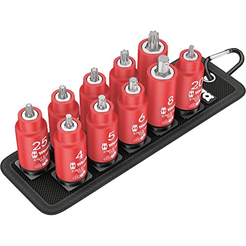 WERA 05004930001 Belt B VDE 1 Zyklop bit Socket Set TORX Hexagonal Socket with Holding Function 38 Drive 10 Pieces