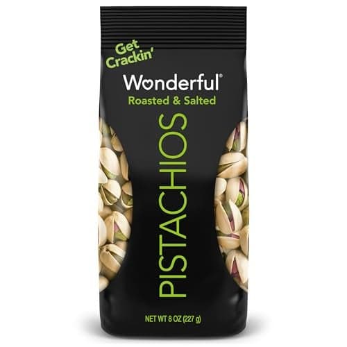 Wonderful Pistachios In Shell Roasted and Salted Nuts 8 Ounce Bag Healthy Snack Protein Snack Pantry Staple