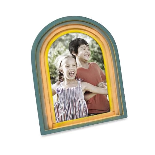 Isaac Jacobs 4x6 Vertical Rainbow Arc Resin Picture Frame with Gradient Design, Decorative Photo Frame, Tabletop & Wall Display, Hanging Display & Home Decor (4x6 Vertical, Rainbow)