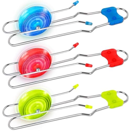 ArtCreativity Retro Light Up Gyro Wheels Set for Kids 3 85 Inch Gyroscope Rail Twisters Mesmerizing Spinning Lighting Effects Spinning Top autism toys sensory toys for kids Gift for boys Girls