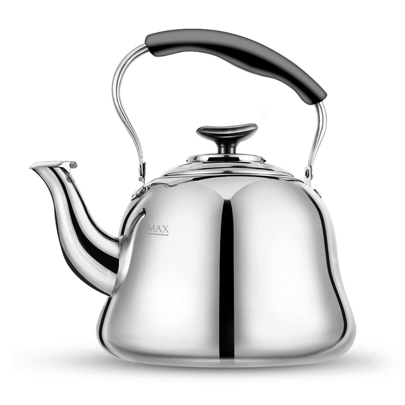 Tea Kettle Stovetop Whistling Teakettle ClassicTeapot Stainless Steel Tea Pots for Stove Top with Heatresistant Folding Handle Mirror Finish 2 liters