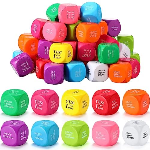 Jerify 60 Pcs Motivational Stress Ball Bulk Quote Inspirational Foam Cubes Balls Stress Relief Employee Appreciation Gift for Coworkers Kids Adult Motivating Encouraging Cute Colors