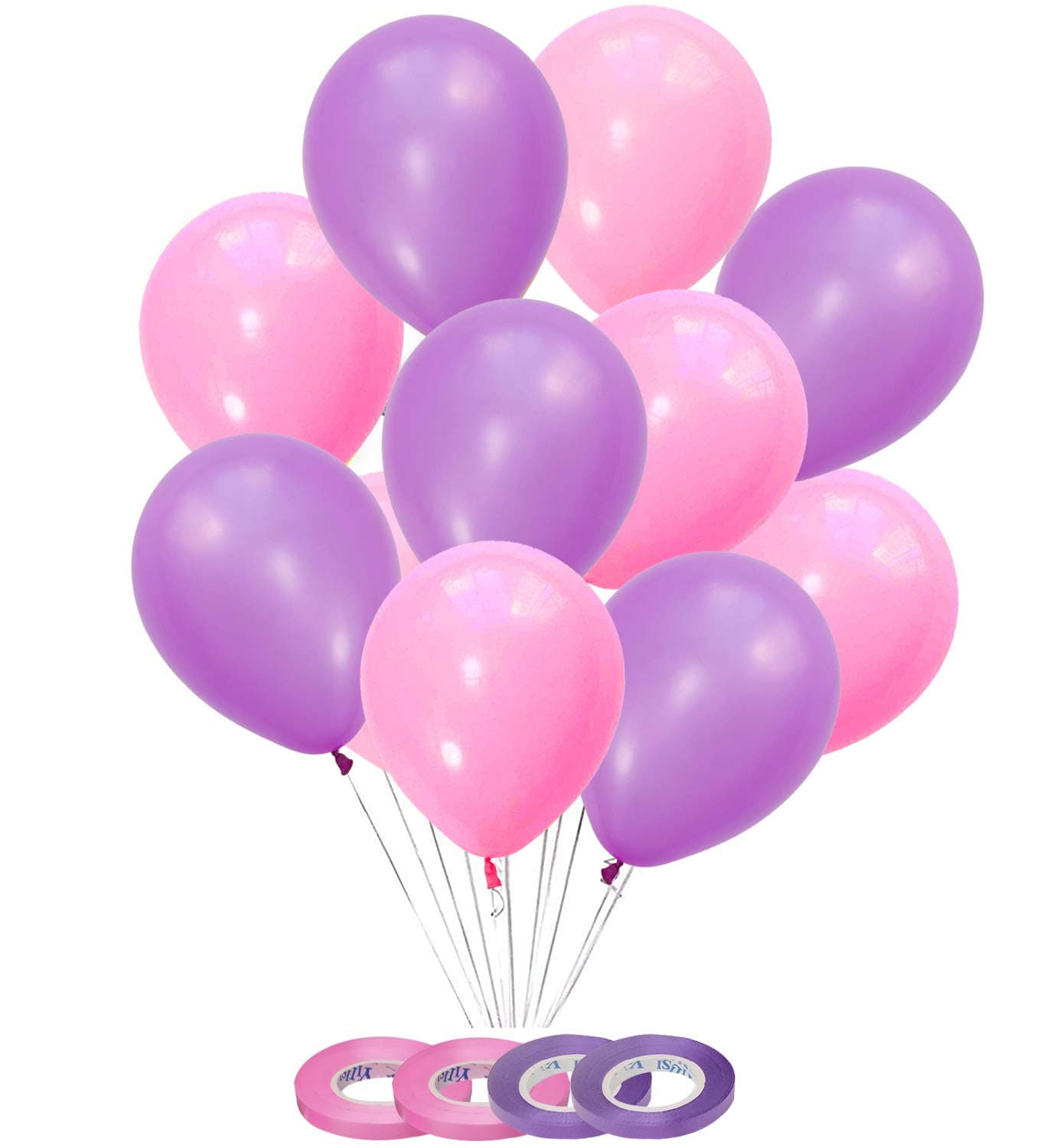 AMFIN® 10 Inch (Pack of 100) Metallic Balloons Light Purple & Light Pink for Birthday Decoration, Decoration for Weddings, Engagement, Baby Shower, 1st Birthday, Anniversary Party