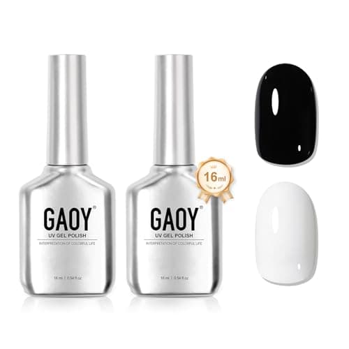 GAOY Gel Nail Polish Kit Black and White 2 Colors 16ml Soak Off UV Gel Polish Set Highly Saturated for Nail Art DIY Manicure at Home