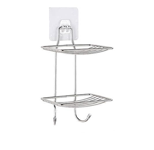 ZURATO Medium Stainless Steel Multicolour Double Layer Wall Mounted Soap Dish with Draining Tray
