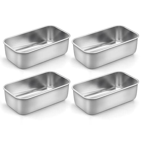 LIANYU 4 Pack Mini Loaf Pan for Baking Bread 63 x 35 Inch Stainless Steel Small Bread Loaf Pan for Homemade Meatloaf Tin Loaf Baking Pan Perfect for Banana Sourdough Sandwich Dishwasher Safe