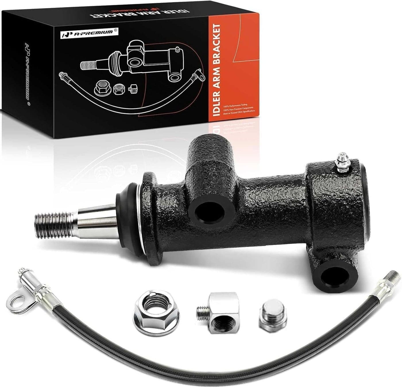A-Premium K6723HD Steering Idler Arm Bracket For Chevrolet Silverado 1500 Avalanche Suburban Tahoe, GMC Sierra Yukon XL Savana, Cadillac Escalade EXT ESV, with Grease Fitting & Hose