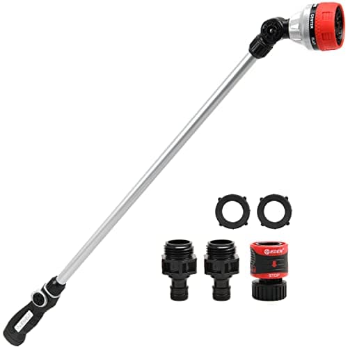 Eden 96618 Metal ThumbControl 7Pattern 33 in Watering Wand HeavyDuty Water Sprayer for Hanging Plants Gardens Lawn Care Quick Connect Set Bundle