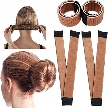 Glamza Womens Glamza Magic Hair Bun Snap Styling Donut Former French Twist Band Easy Updo Maker Perfect for Flight Crew Dancers Yoga Work Weddings and Parties Light Brown