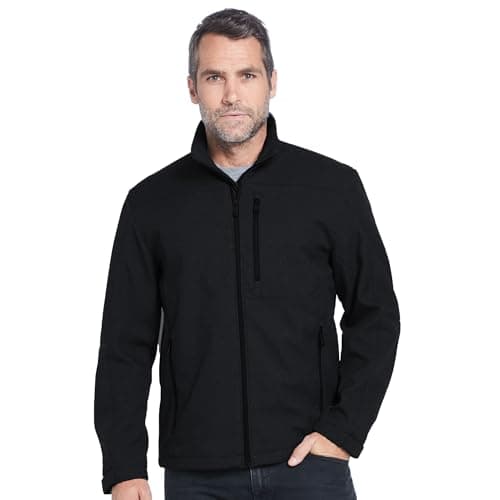 Weatherproof Men's Softshell Jacket for Men, Wind & Water Resistant, Breathable Midweight Outdoor Coat, Lightweight Windbreaker for Spring, Fall & Winter - Black, XX-Large