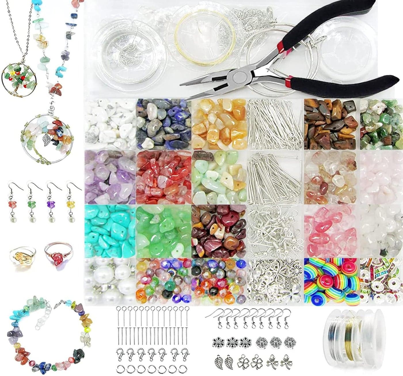 DIY Crafts 300 Pcs Kit, Kit, Accessories Jewelry Bracelet Making kit, Beads for Jewelry Making Ring Necklace Bracelet Earrings, DIY Jewelry Making Supplies, Suitable for Girl (300 Pcs Kit, Kit)
