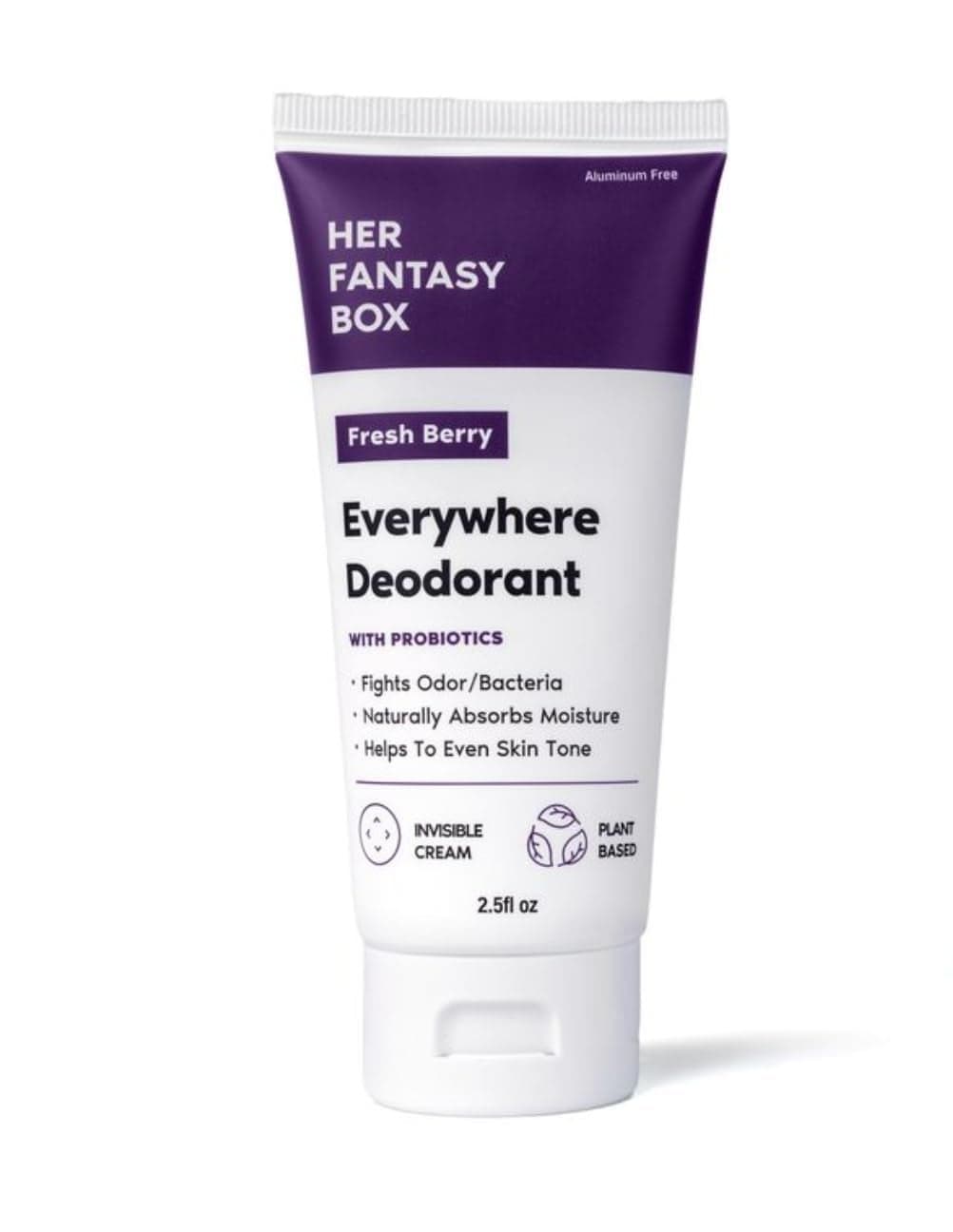 Her Fantasy Box Everywhere Deodorant with Probiotics Berry Scent AluminumFree Naturally Absorbs Moisture Fights Odor Bacteria SkinImproving Formula
