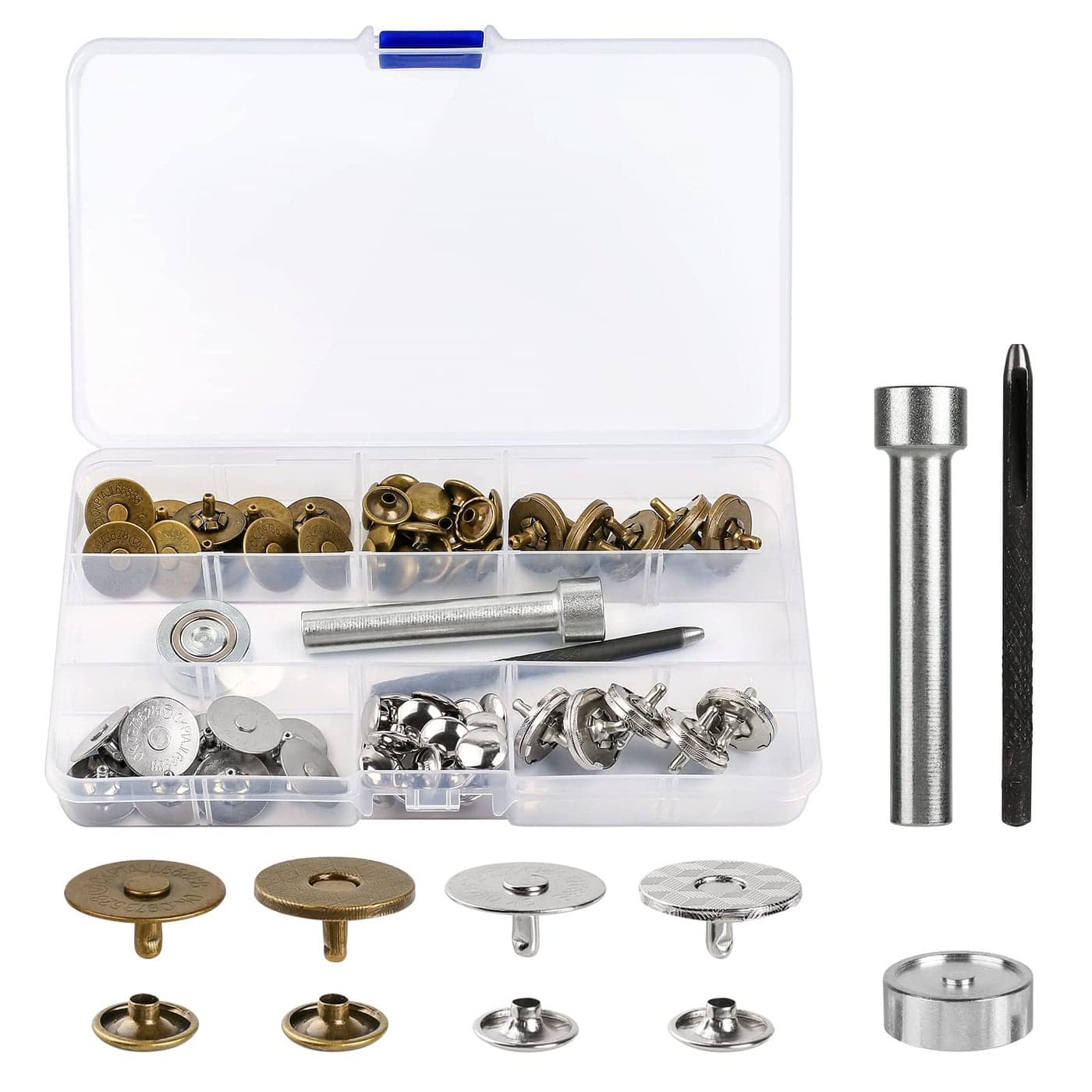 Sopnom 20 Sets 18MM Magnetic Buttons Clasp Snaps Fastener with Install Tool Magnetic Round Snaps DIY Craft Buttons Kit for Sewing Craft Purses Bags Clothes Leather Round