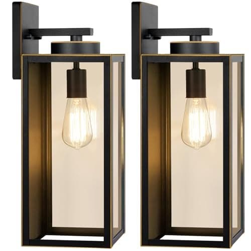 Large Size Outdoor Wall Light Fixtures Exterior Lighting Fixtures Porch Sconces Wall Mounted Waterproof Bronze Outdoor Wall Lanterns Lamps Outside Lights for House Patio Front Door Entryway 2Pack