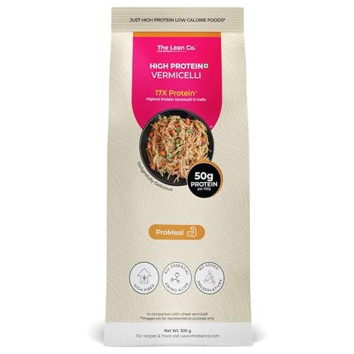 The Lean Co.® High Protein Vermicelli 300 g | 50% Protein, 2% Fat | Low Carb | Plant Based Vegan | Multigrain No Maida | Protein Rich(25 gm per serving) | No Preservatives, Additives or Colours