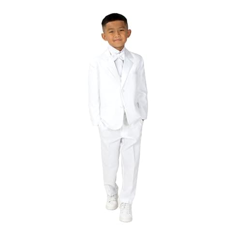 Spring Notion Boys' Classic Fit Tuxedo Set, No Tail 6 White