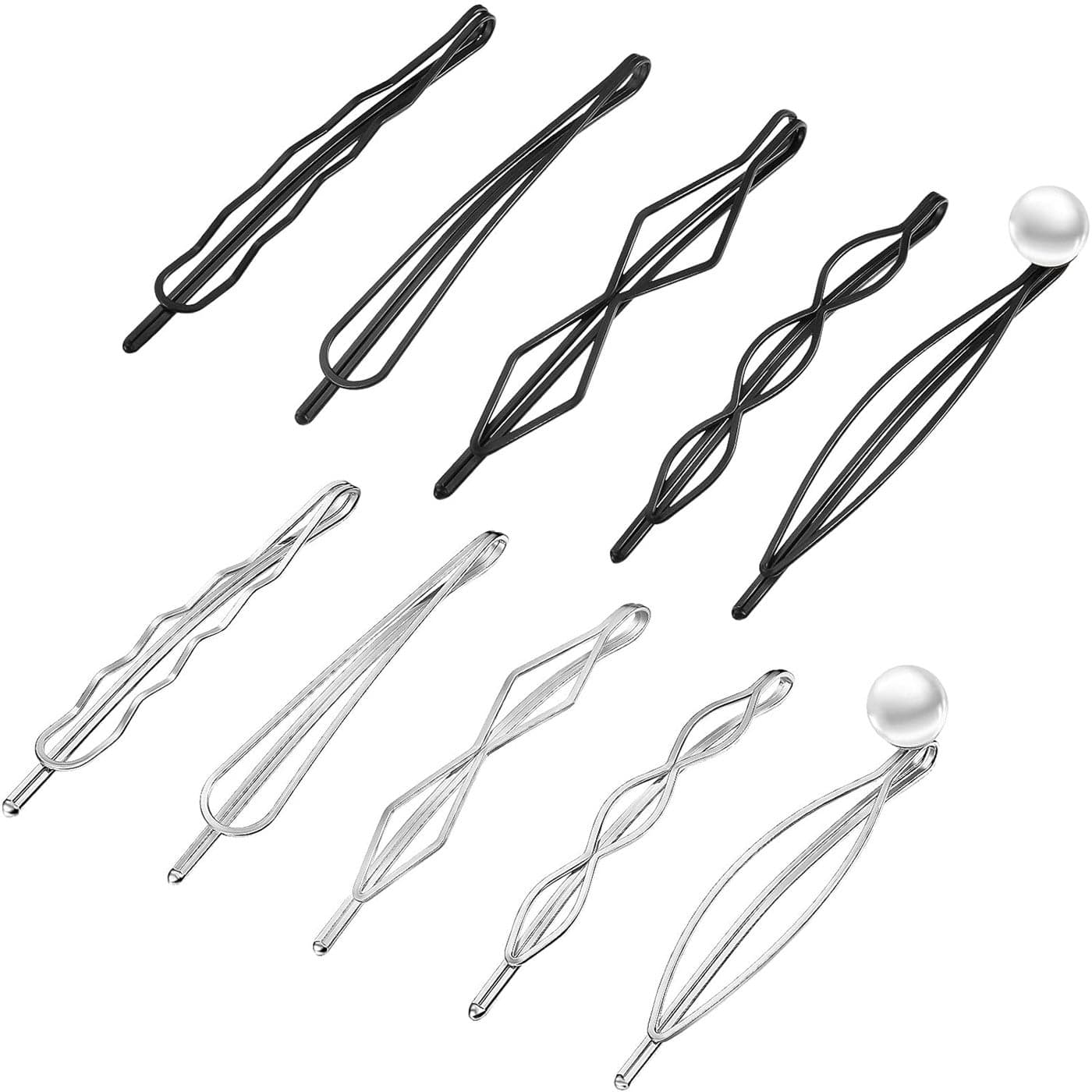 10 Pieces Geometric Metal Hair Clips and Barrettes for Women Hair Styling Pins Minimalist Decorative Wedding Accessories Dainty Headwear Silver Black