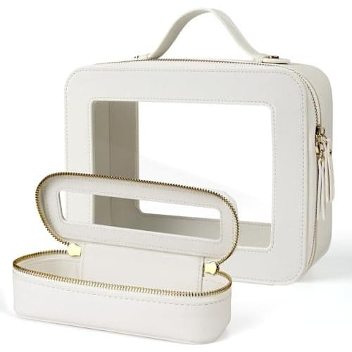 FASAOH Clear Makeup Bag with Mini Cosmetic Bags,Travel Toiletry Bag for Women,Portable Cosmetic Bag Case, Transparent Waterproof Cosmetic Organizer Storage Bag for Women Men