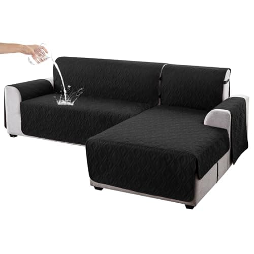Genina Sectional Couch Covers for Dogs L Shaped Sofa Covers Chaise Lounge Cover Reversible Sofa Cover Sectional Furniture Protector for Pets Kids Black XLarge