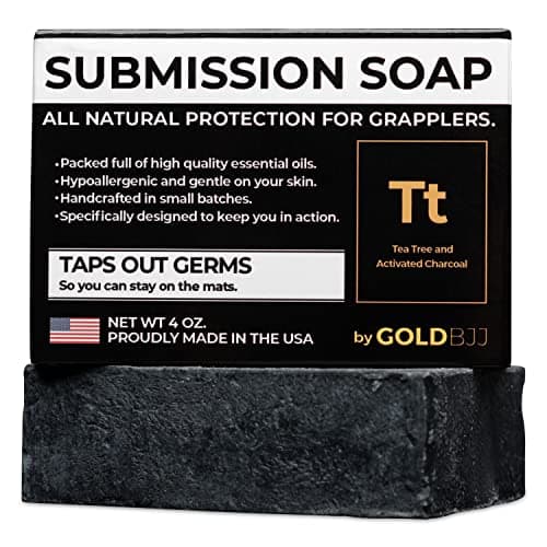 Premium Tea Tree Oil Soap - USA Made Bar Soap for BJJ, Jiu Jitsu, Wrestling, and Grappling (Single 4 Ounce Soap Bar, Activated Charcoal)