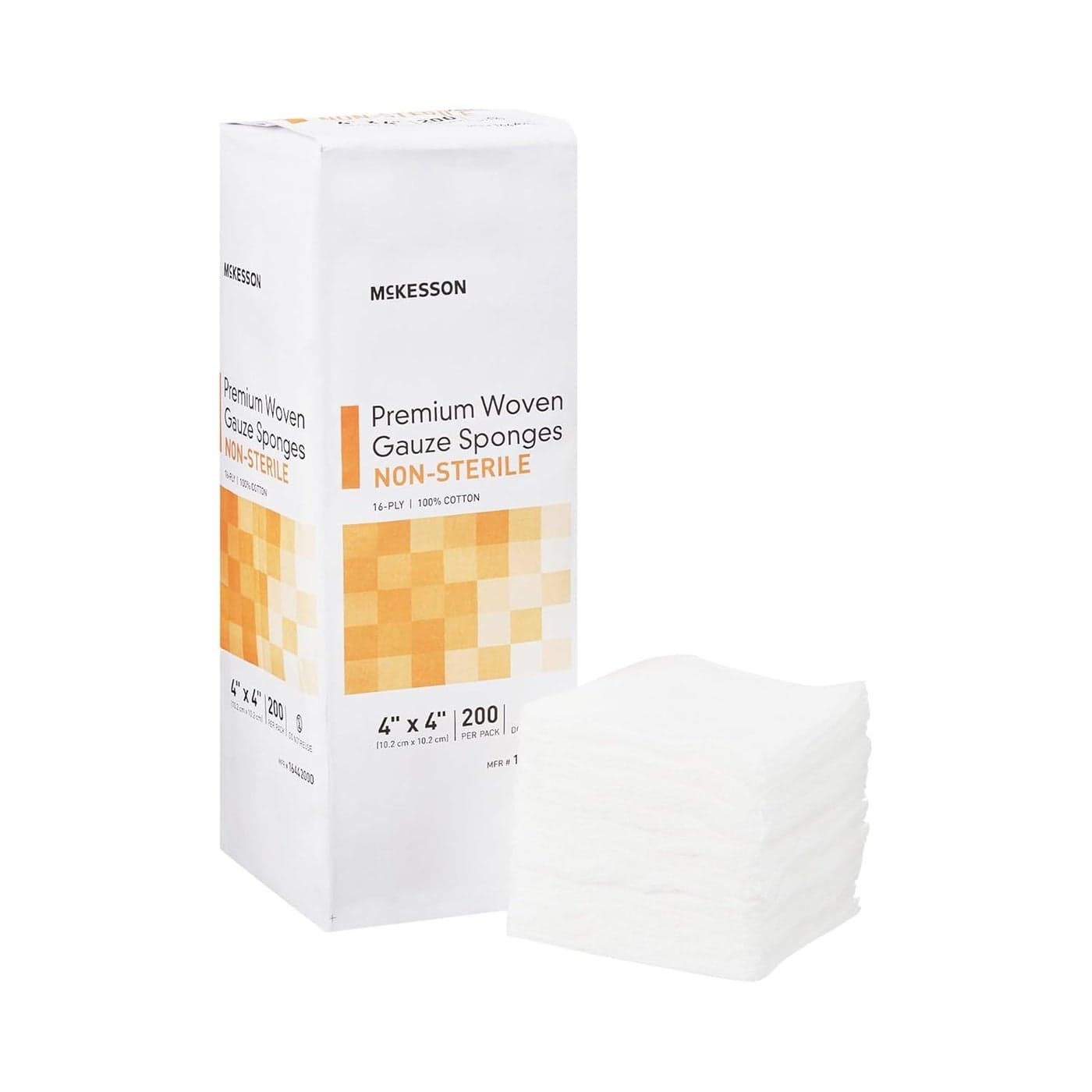 McKesson Premium Woven Gauze Sponges NonSterile 16Ply 100 Cotton 4 in x 4 in 200 per Pack 10 Packs 2000 Total