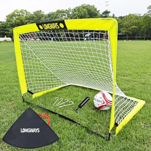 Soccer Goal for Backyard4x3 ft Portable Pops Up Soccer Net with Size 5 Soccer BallPumpGround StakesCarry Bag Perfect for BackyardCourtFieldEasy Set upGreat for All Levels and Ages