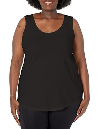 Just My Size Women's Plus-SizeJersey Shirttail Hem Tank Top, Black, 5X US