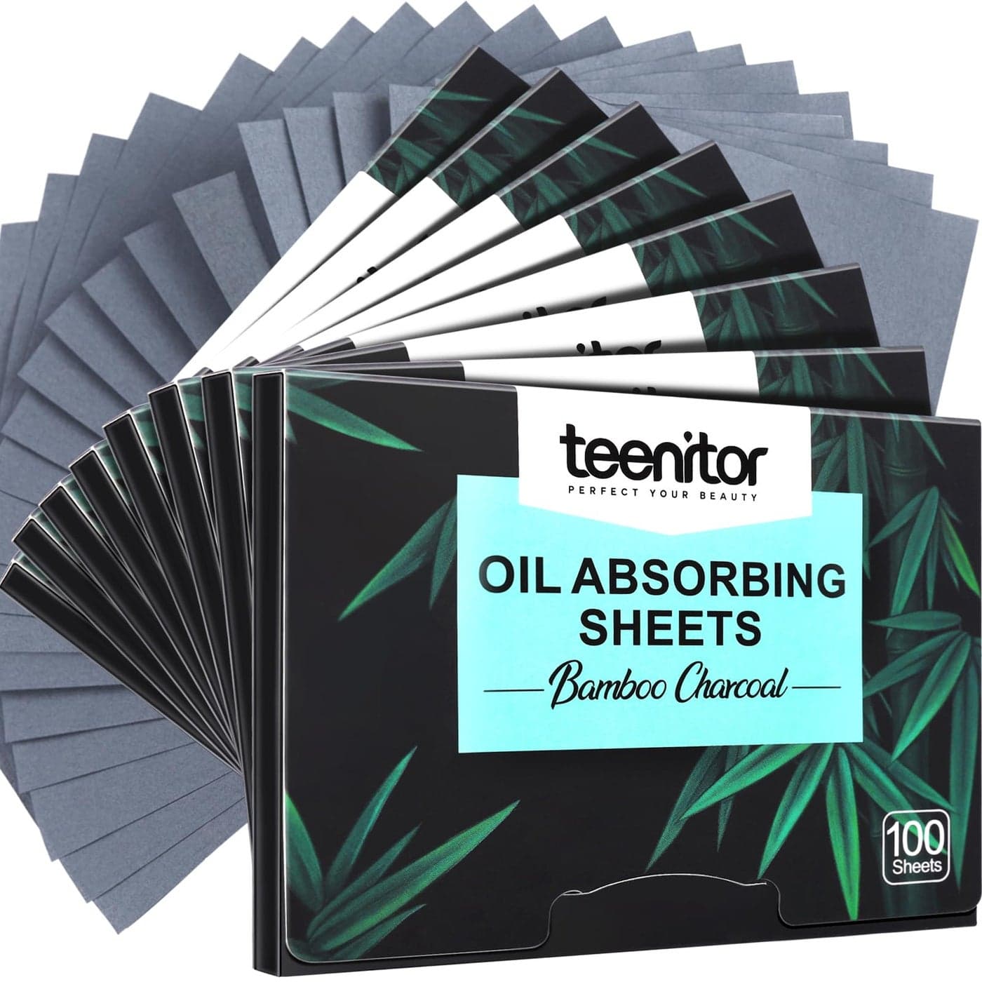 Teenitor 800 Counts Oil Blotting Papers for Face Bamboo Charcoal Oil Absorbing Sheets for Oily Skin Oil Blotting Sheets for Face Oil Absorbent Pads Blotter Paper Oil Face Wipes Large 10cmx7cm
