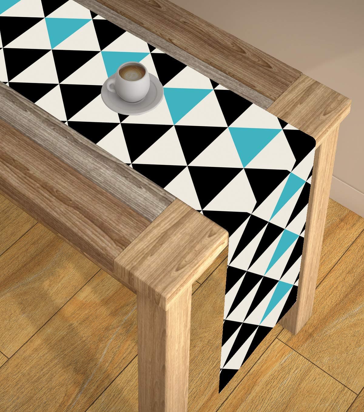 AEROHAVEN Abstract Multicolour HD Digital Premium Modern 4 Seater Table Runner Cloth - TR-08 - (Aqua, 13 x 60 Inch,Polyester,Rectangular,Pack of 1)