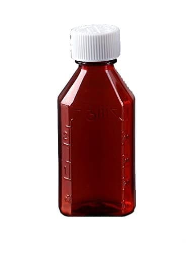 Pharmacy Oval Bottle Amber 2 oz with CR Caps Included (Qty. 100) - Prescription Pharmacy Bottle, Pharmacy Container, Prescription Plastic Container by Sponix