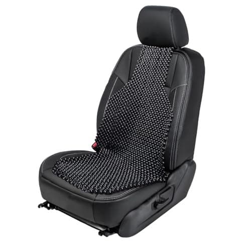 ZONETECH Wood Beaded Seat Cushion Premium Quality Black Car Massaging Double Strung Stress Free 1 Pack
